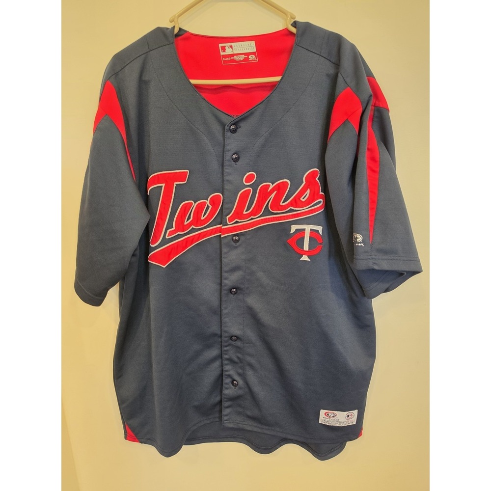 Minnesota Twins MLB Genuine Merchandise Baseball Jersey XL Navy Red Button Front - Picture 1 of 4
